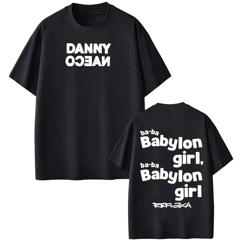 Графическая футболка Rapper Danny Ocean Tour 2026 Мужская Хип-хоп Мода Футболка Чистый Хлопок Короткий Рукав Повседневный Комфорт Уличная Одежда