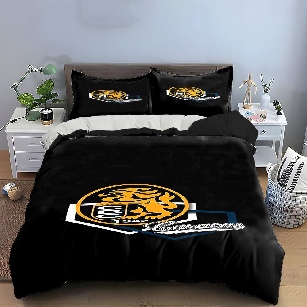Golden Lion Emblem with Caracas Text Print Bedding Set Duvet Cover Pillowcases (1* Duvet Cover 2* Pillowcases Do Not Include Comforter)