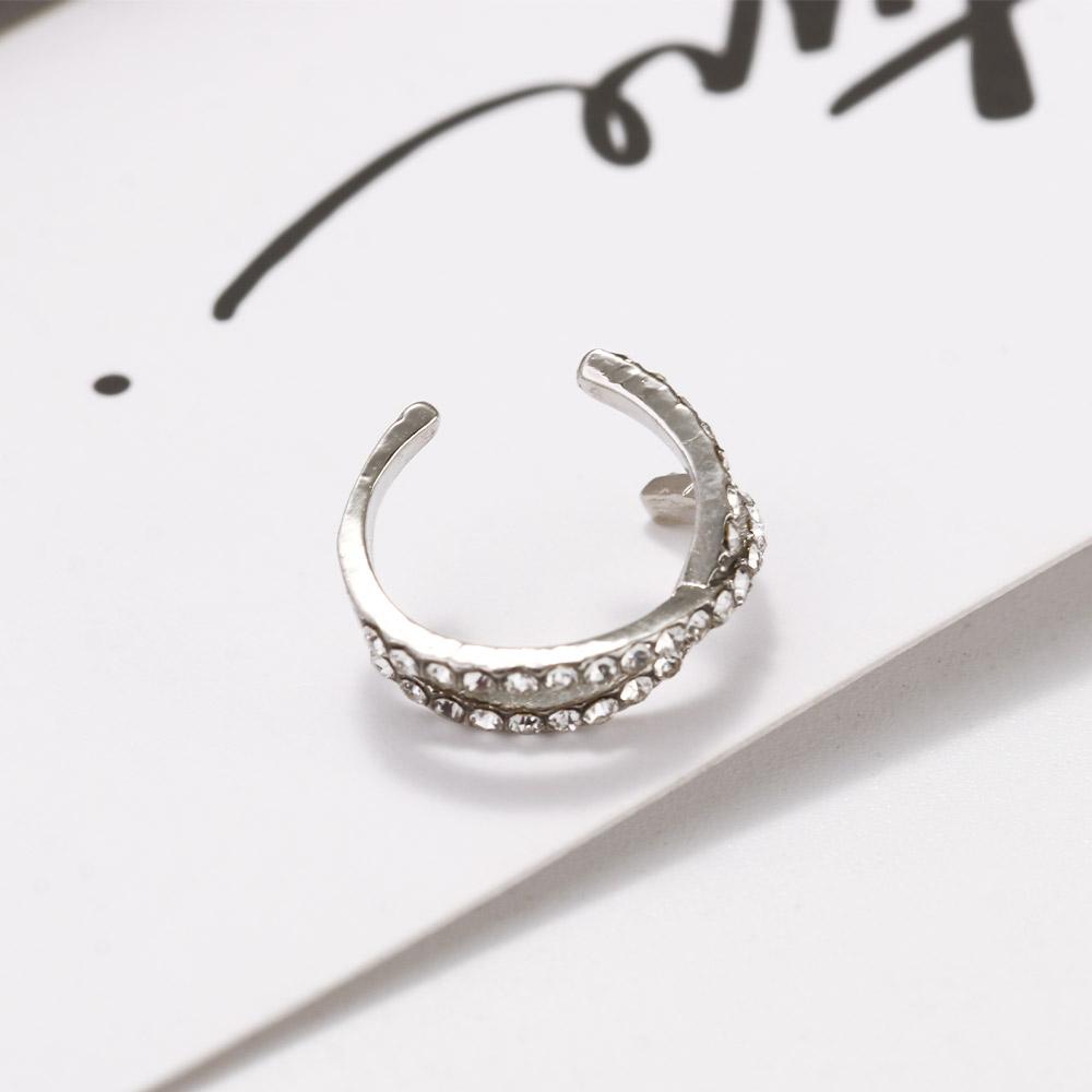 Korean Geometric Temperament Girls Non Pierced Crystal Ear Clips Women Cross Clip Earrings Ear Cuff