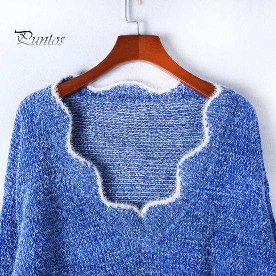 Женский свитер с длинным рукавом, свободный крой, V-образный вырез, вязаный свитер, женский повседневный джемпер, пуловер, топ для осени и зимы