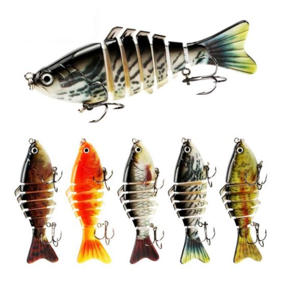 10CM/15.5G Multi-Jointed Fishing Lure with Hooks Realistic 7-Section Swimbait Bionic Hard Artificial Bait Freshwater Saltwater Fishing Accessories
