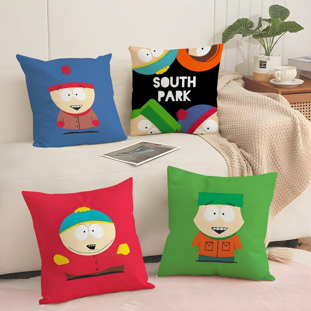 Anime SSouths PPark Cushion Cover Short plush Doublesided Print Square Throw Pillow Covers Sofa Home Cushion Decor