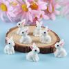 Tuski Resin Miniature: Little White Rabbit with Small Ears for Micro Landscape Moss Decoration.