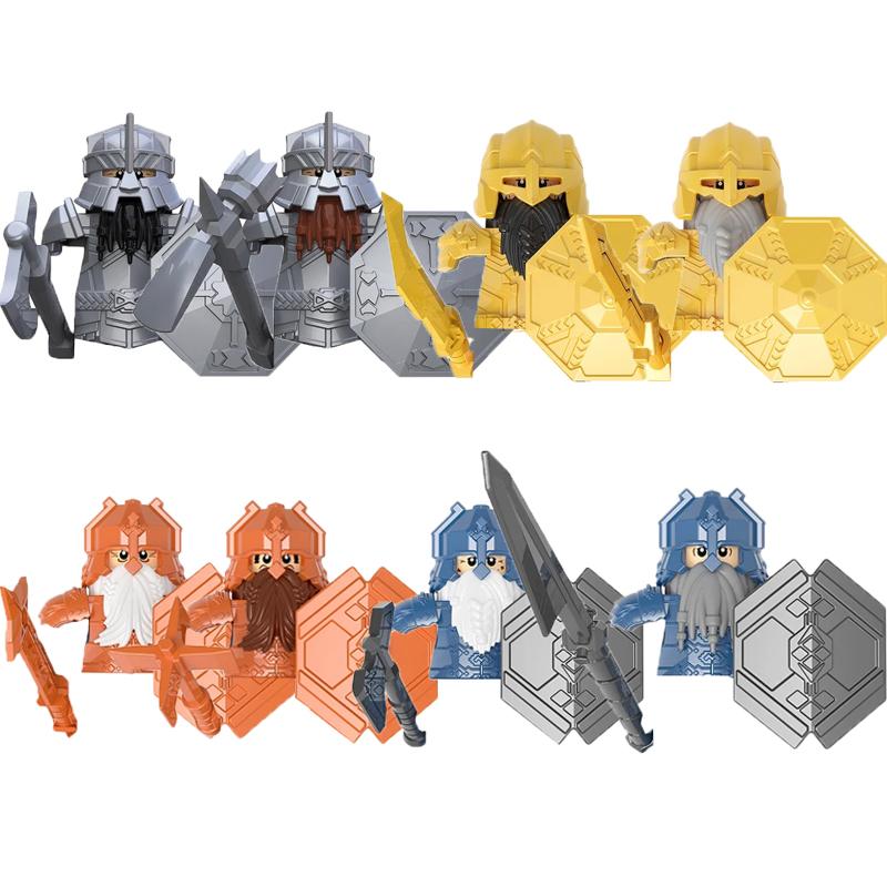 MOC Medieval Military Building Blocks Elven Warrior Orc Rohan Gondor Knight Character Set Animal Army Weapon Bow Crossbow Toy