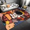 Astronaut Doodle Style Rug with Colorful Background Suitable for use as an anti-slip game mat for living room and bedroom sofas