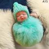Pompom Sleeping Baby Keychain Cute Fluffy Plush Doll Keychains Women Girl Bag Keyrings Cars Key Ring Jewelry