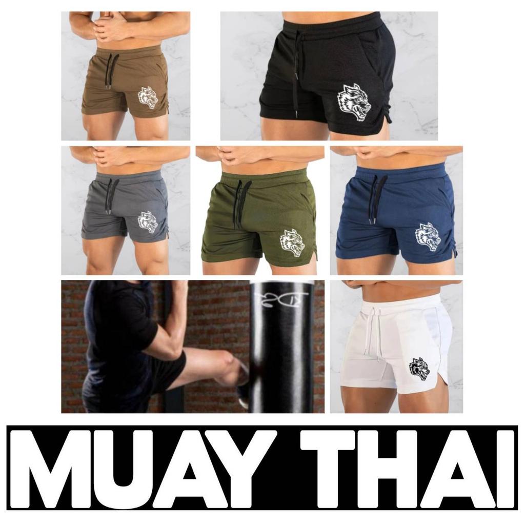 Wolf Muay Thai Kick Boxing MMA Mixed Marcial Art Shorts Men Women Unisex Elastic Belt Quick Dry Airwear Sport Gym Fitness Workout