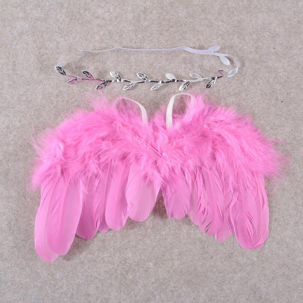 Feather Angel Rhinestone Headband Set Baby Chiffon Flower Headband Hair Accessories Newborn Po Prop Costume