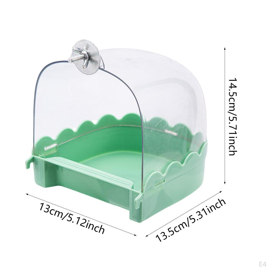 Bird Bath Bathtub Hanging Food Tray Shower Caged Parrot Bathing Tub for Budgerigar Finch