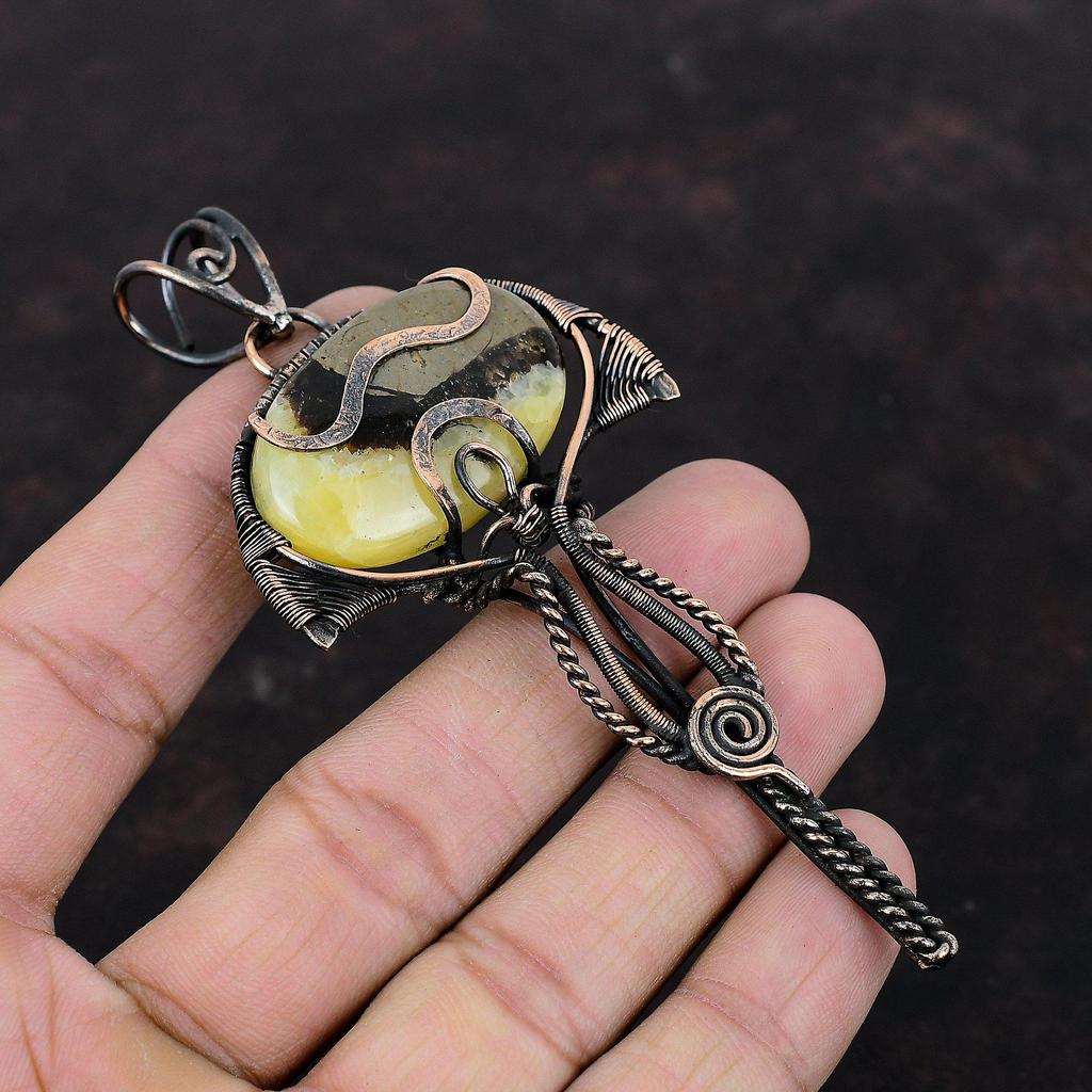 Септарианский кулон, обернутый медной проволокой, кулон ручной работы, септарианский ювелирный кулон, оригинальный драгоценный камень, ювелирный медный проволока, свадебный подарок