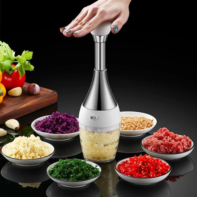 Manual Pressed Chopper Mincer Garlic Chopper Tap the Handle To Chop Stainless Food Chopper Onion Cutter Kitchen Cooking Tools