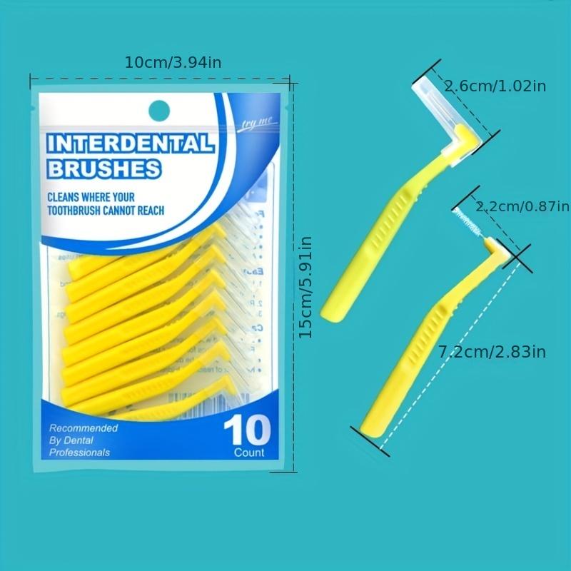 L-Shaped Interdental Brushes 10 Pack Portable Dental Cleaning Soft Bristles for Teeth Gaps Oral Care
