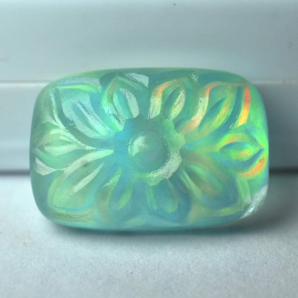 Lab-Created Opal Loose Gemstone Multi-Color 10.70 ct Cushion Cut October Birthday Birthstone