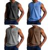 Men Tops Sleeveless Round Neck Buttons Half Placket Solid Color Camisole