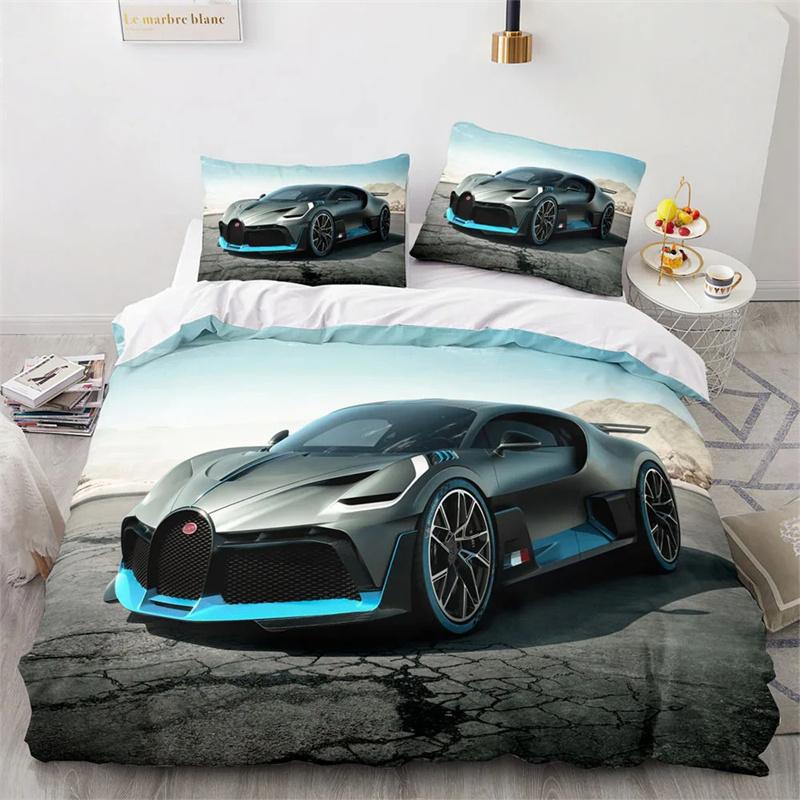 Sports Car King Queen Duvet Cover Cool Colorful Supercar Pattern Bedding Collection For Men Adult Race Car 23Pcs Polyester Quilt Cover