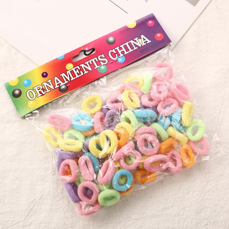 100 шт. эластичная детская веревка для волос ярких цветов, круг для волос, детские аксессуары для волос