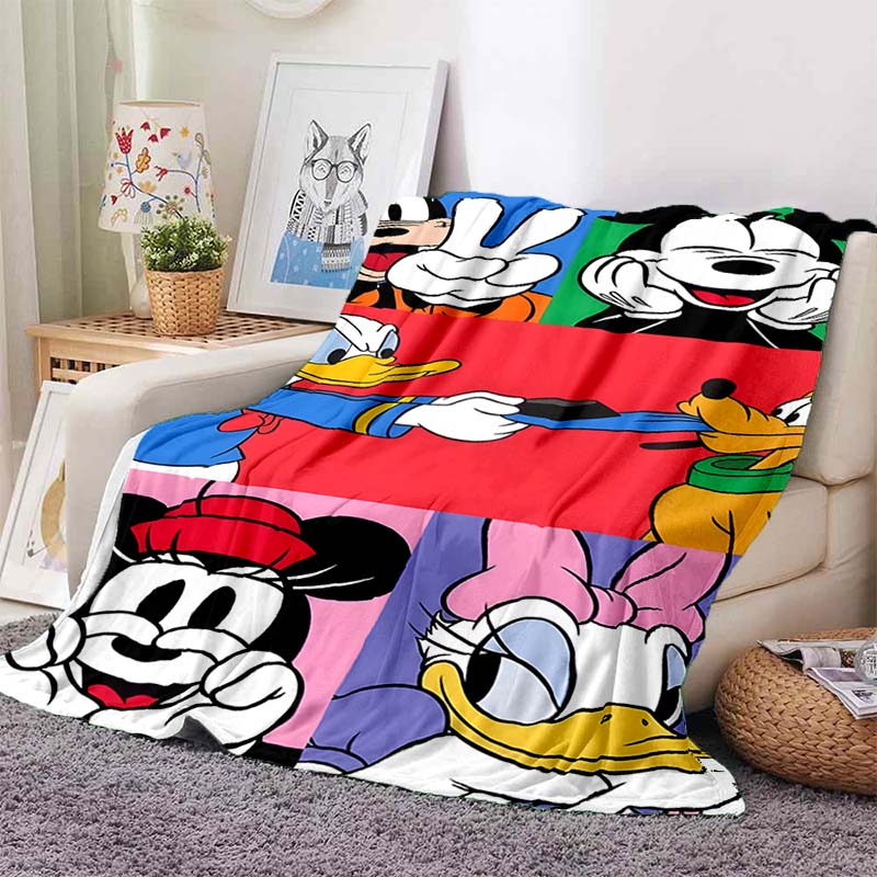 6 Sizes Warm Soft Disney Mickey Goofy Custom Blanket Fluffy Children and Adults  Sofa Plush Bedspread Throw Blanket for Sofa Bed