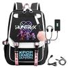 Movie Peripheral Print Backpack, School Bag Student Campus With Plush Ball Backpack With USB Port