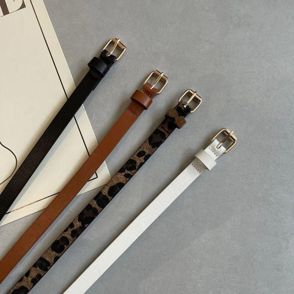 Ремень с металлической пряжкой и леопардовым узором, тонкий боковой декор для платья, элегантный тонкий пояс для дам/девочек