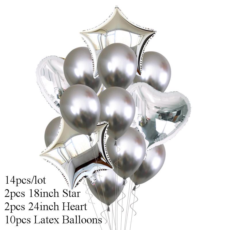 14/20 шт. Мульти конфетти Сердце Звезда Фольгированные шары Baby Shower С Днем Рождения Вечеринка Гелиевые шары Свадебные Годовщины Декор Globos