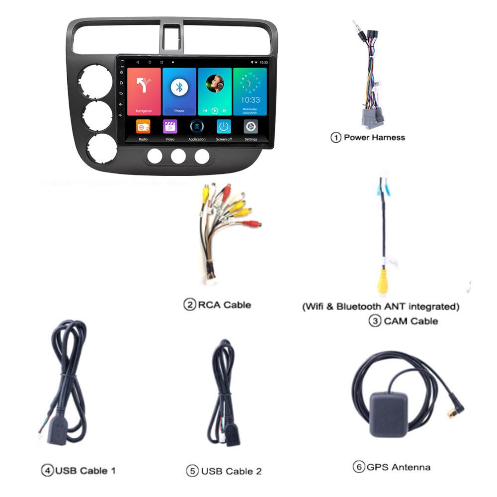 icreative 2 Din автомобильный радиоприемник с сенсорным экраном GPS-навигация мультимедийный плеер для Honda Civic 2000-2006 Android Auto Radio BT без DVD