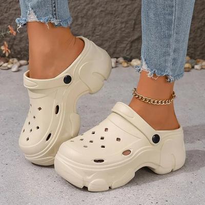 Мода Модные сандалии на платформе с выемками для улицы Массивные женские садовые туфли Летние женские сандалии на платформе Повседневные пляжные тапочки