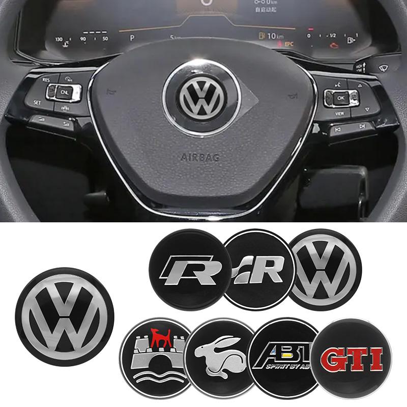 hijk1 Car Steering Wheel Emblem Sticker Interior Accessories For VW Polo Golf GTI Passat Scirocco Beetle Tiguan Magotan Golf 5 4 6 Mk4