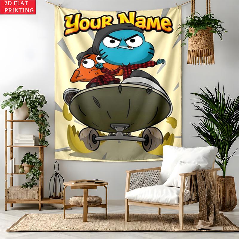 Gumball Custom Name Tapestry Personalized Wall Art Hanging Bohemian Home Decor for Bedroom Dorm Living Room