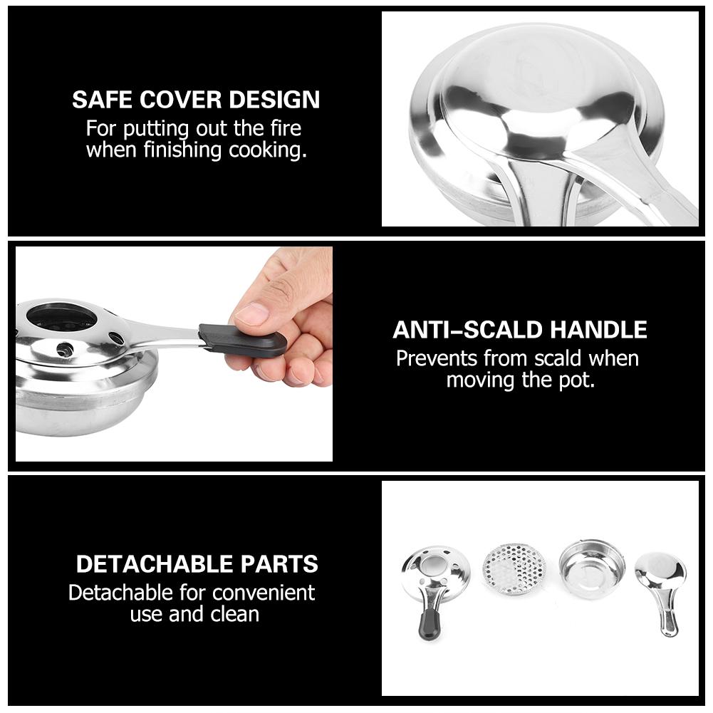 Спиртовая горелка из нержавеющей стали Портативная спиртовая горелка из нержавеющей стали для кемпинга на открытом воздухе Паническая кастрюля для приготовления пищи