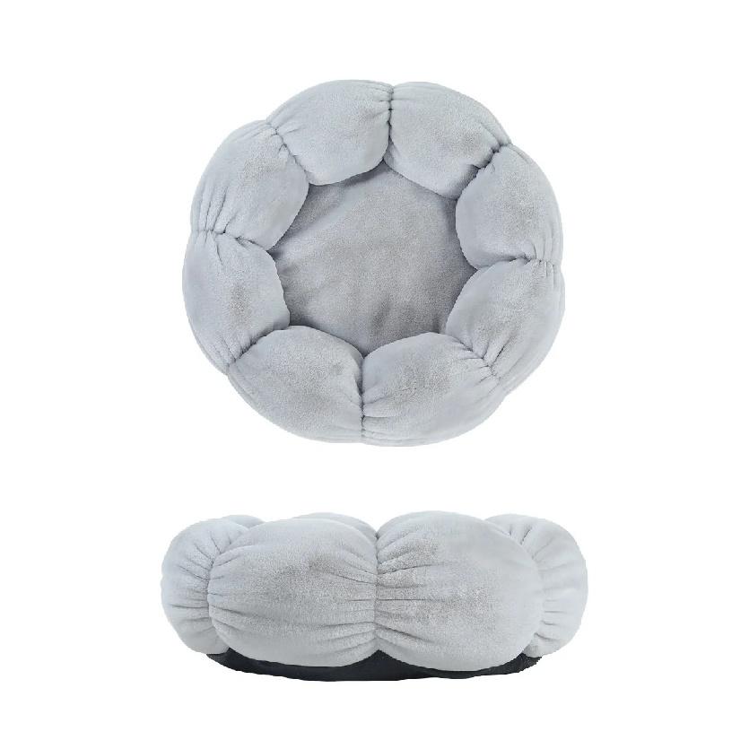 Pet Bed Flower Shaped Plush Round Nest Soft Skin-friendly Velvet Cat Bed Dog Bed Neck Support Cushion Warm Cozy Four Seasons Use