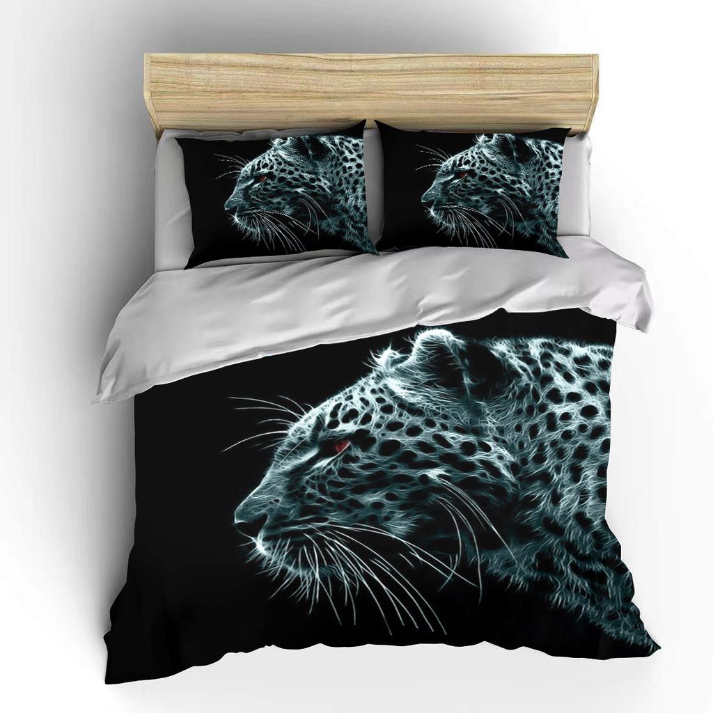Новый 2023 Леопардовый Постельный Комплект 3D Принт Животное Пододеяльник Черный Белый Роскошный Домашний Текстиль Размер Квин Кинг Для Взрослых Детей