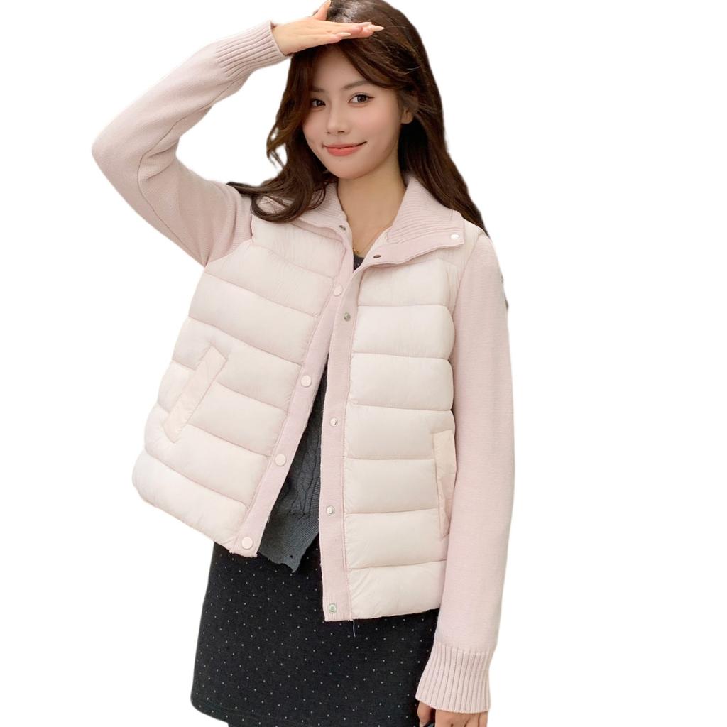 Direct supply stand-up collar cotton vest women's knitted splicing sleeveless light autumn and winter women's vest