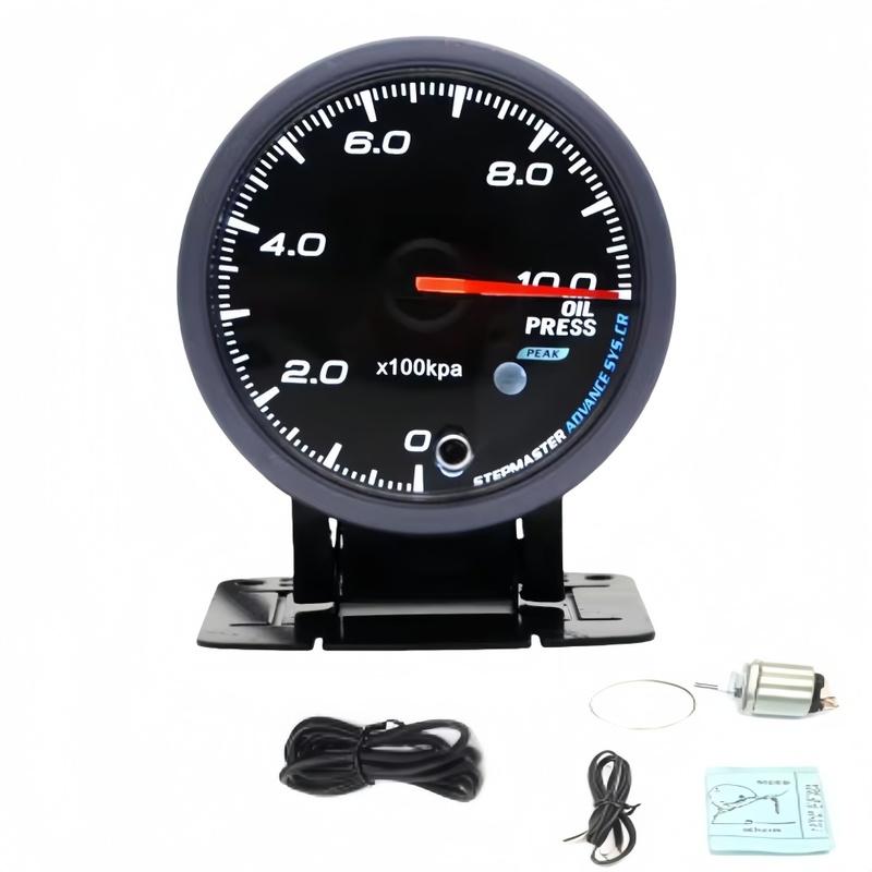 1x Oil Pressure Gauge Kit White And Orange Dual-Color LED Display 12V Turbo Water Temperature Oil Temperature Oil Pressure