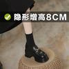 Thick-soled Metal Buckle Women's New Inner Height Increase Leather Small Leather Shoes Small Size 3233 Single Shoes