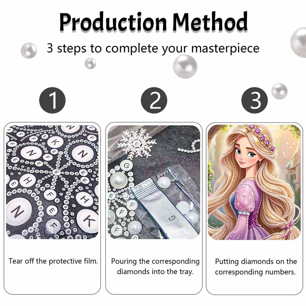 Disney Rapunzel pearl painting handmade diy pearl art painting simple living room hanging painting decoration