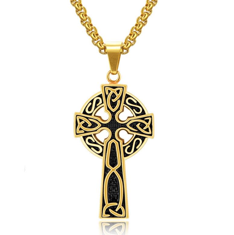 2021 Men'S Punk Street Shoot Vintage Cross Celtic Necklace Men'S And Women'S Personality Pendant Versatile