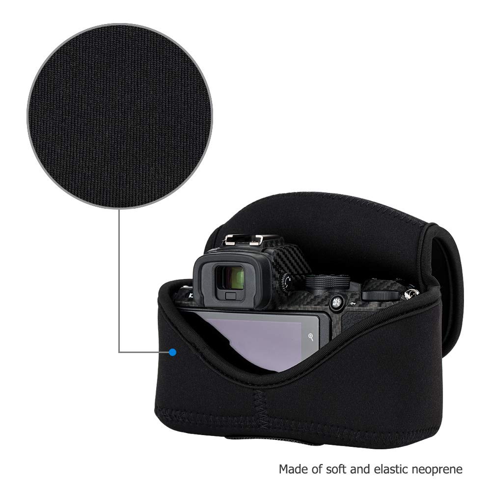 JJC Camera Pouch Case Compatible with Nikon Z fc Nikon Z50 Sony A6700 E PZ OSS Fujifilm OIS PZ Canon EOS R100 RF Black - + 16-50mm / + 16-50mm / +