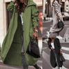 Autumn Winter Women Trench Coat Calf-Length Turn-down Collar Loose Full Sleeve Casual Jacket