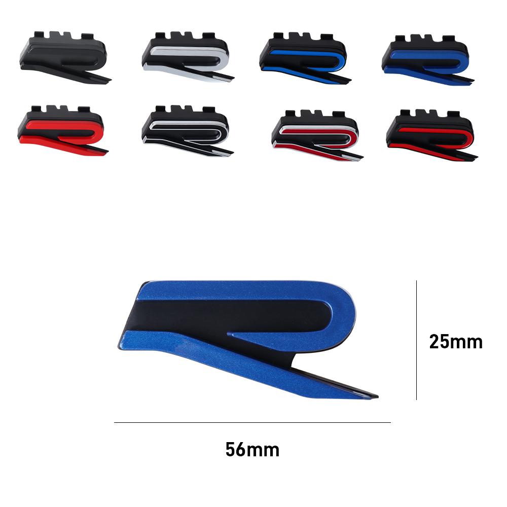 CJOZW1 Car Hood Front Grille Badge VW New R Logo Sticker Accessories For Volkswagen VW R Polo Passat Rline Golf 4 5 6 Tiguan Jetta GTI