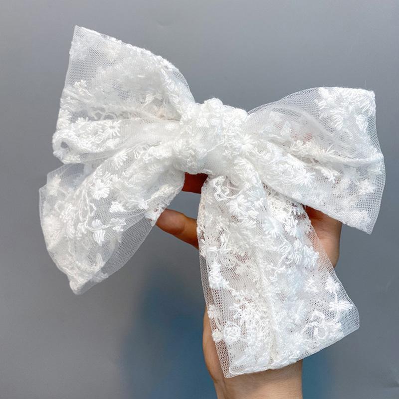 Lace Hair Clip Hairpins Black White Bow Knot Hair Barrettes Ribbon Women Vintage Flower Hair Ornament Fashion Hair Accessories