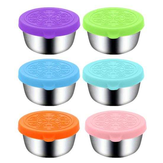 Yousheng 40 мл контейнеры для заправки салата с крышками, герметичная нержавеющая стальная соусница для ланч-боксов, пикников, путешествий, фруктов, закусок, соусов, контейнеры