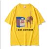 Футболка с надписью «Я ем цемент» Смешная, саркастическая, оскорбительная, случайная, с принтом мема «кошка», футболки женские, унисекс, повседневные топы 