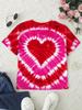 Креативные футболки с принтом tie-dye в форме сердца для девочек, летняя одежда для начальной школы, топ для девочки, футболка с коротким рукавом, футболка с круглым вырезом, детская одежда