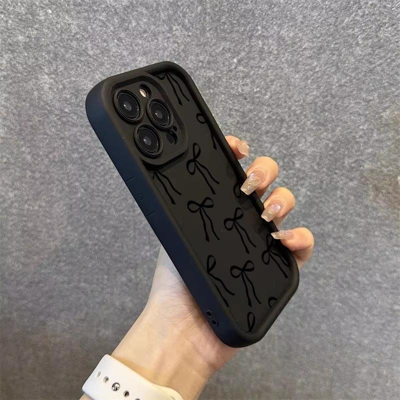 Милый Чехол Для Телефона С Узором Черного Банта Для Xiaomi Mi Poco X6Pro X6 X7 X5 Pro Mi Poco F7 F6 F5 Pro Мягкий Силиконовый Чехол