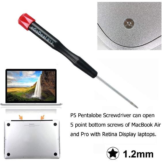 oGoDeal P2 P5 P6 Pentalobe Screwdriver, 5 Pointed Star, 0.8mm, 1.2mm and 1.5mm, T5 Trox, Screwdriver for Apple, iPhone, Macbook Pro & Air and Retina
