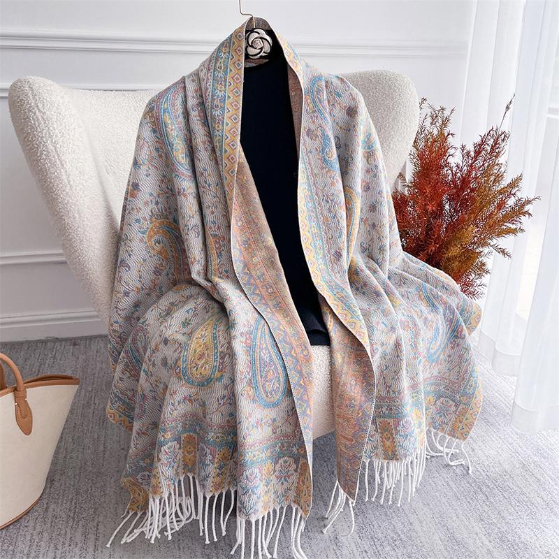 Pashmina Winter Hijab Scarf Long Muslim Cashmere Shawl Female Foulard Soft Turban Head Wraps for Women Headband Poncho Stoles