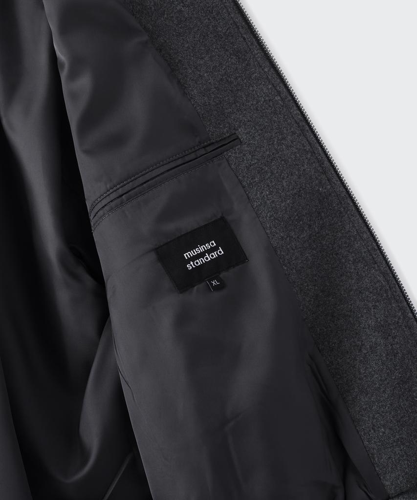 Musinsa Standard Wool Blend Minimal Blouson Jacket [Charcoal Grey]