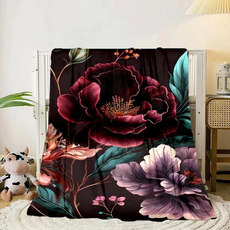 Stained Glass Peonies Blanket Flannel Blanket Throw Blanket Sofa Cover Blanket Soft Premium Blanket Picnic Blanket Tv Blanket Gifts