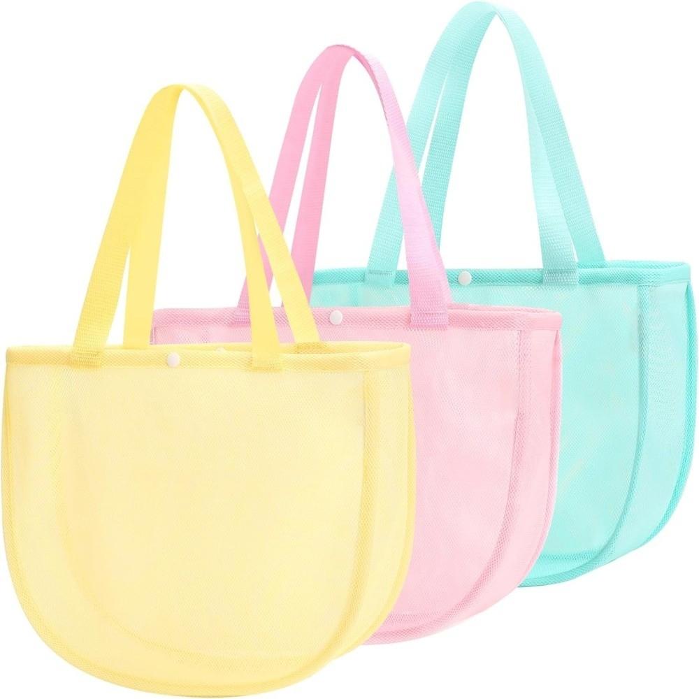 INS Lightweight Solid Color Mesh Pouch Waterproof Reusable Beach Bag Large Capacity Eco-Friendly Toy Storage Bag Gift