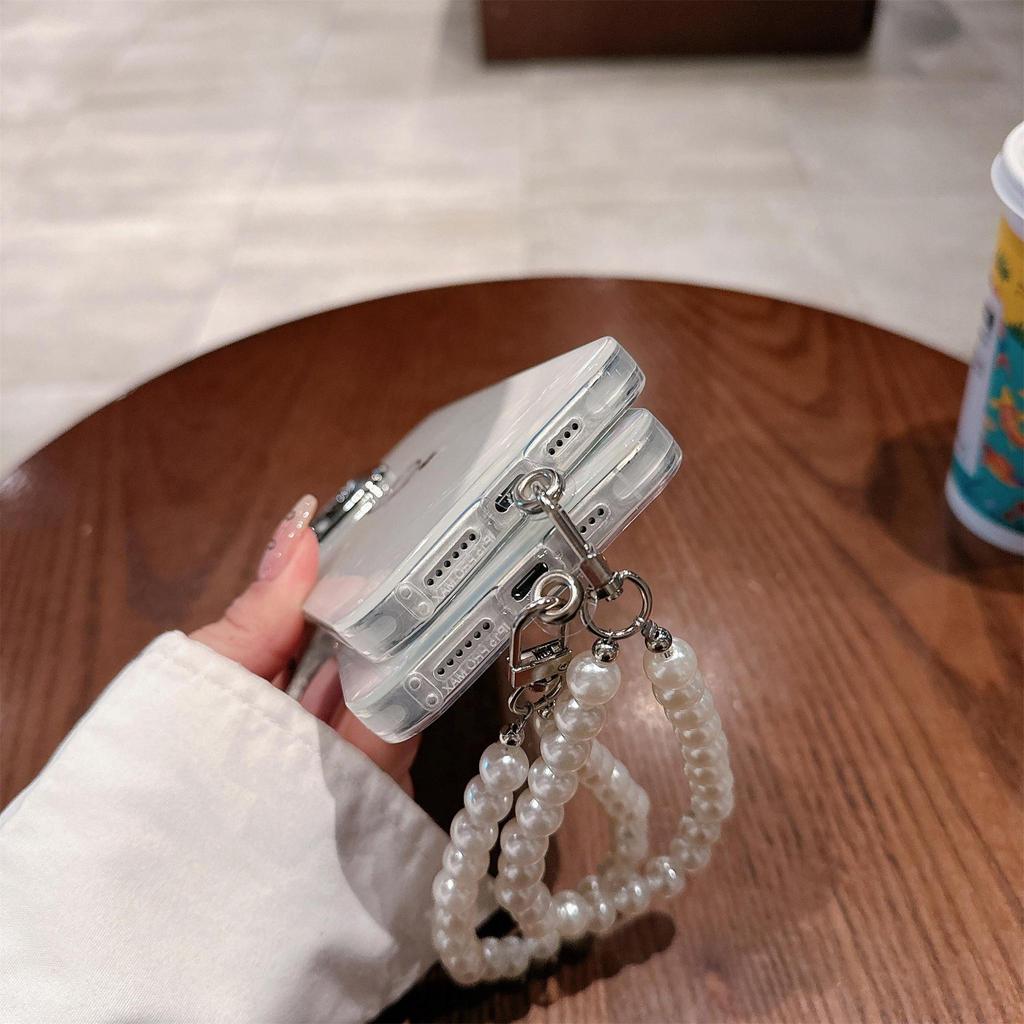 Pearl Hand Chain Love Phone Case For IPhone X/XR/XS MAX/11/12/13/14/15/16/Pro/Plus/Pro Max, Perfect Birthday Gift for Famliy, Friends and Partners